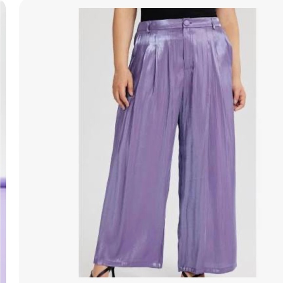 💜 Metallic Purple Cider Wide Leg Disco Pants 💜 - Picture 2 of 5